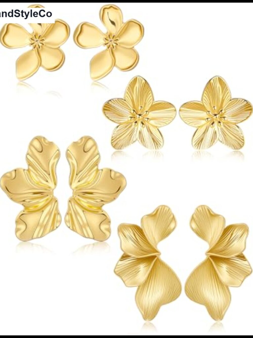 14K Gold Plated Irregular Floral Statement Drop Earrings for Women